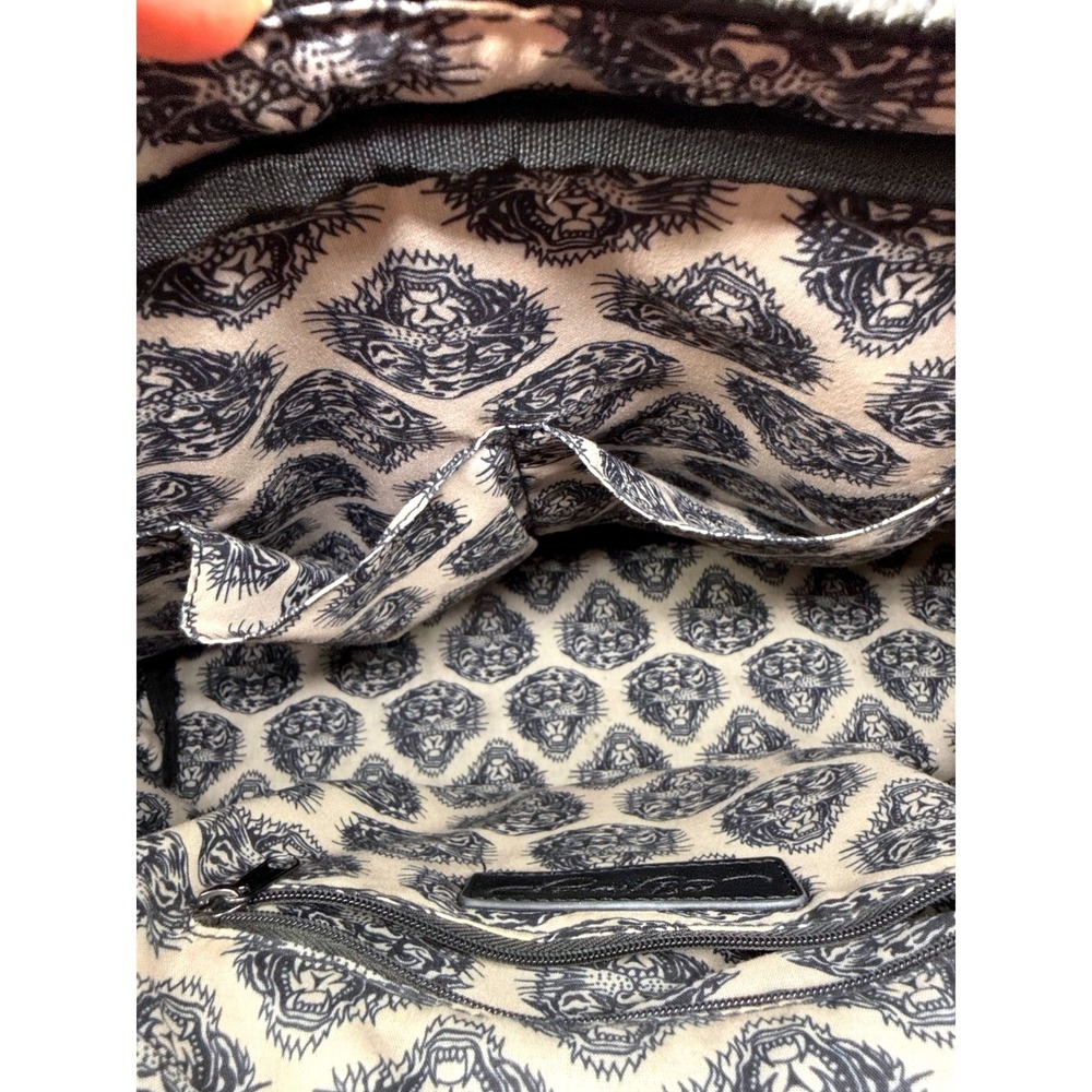 Ed Hardy Black Tattoo Satchel Broken Hearts Fairytales Crossbody Bag Studded - Picture 15 of 16